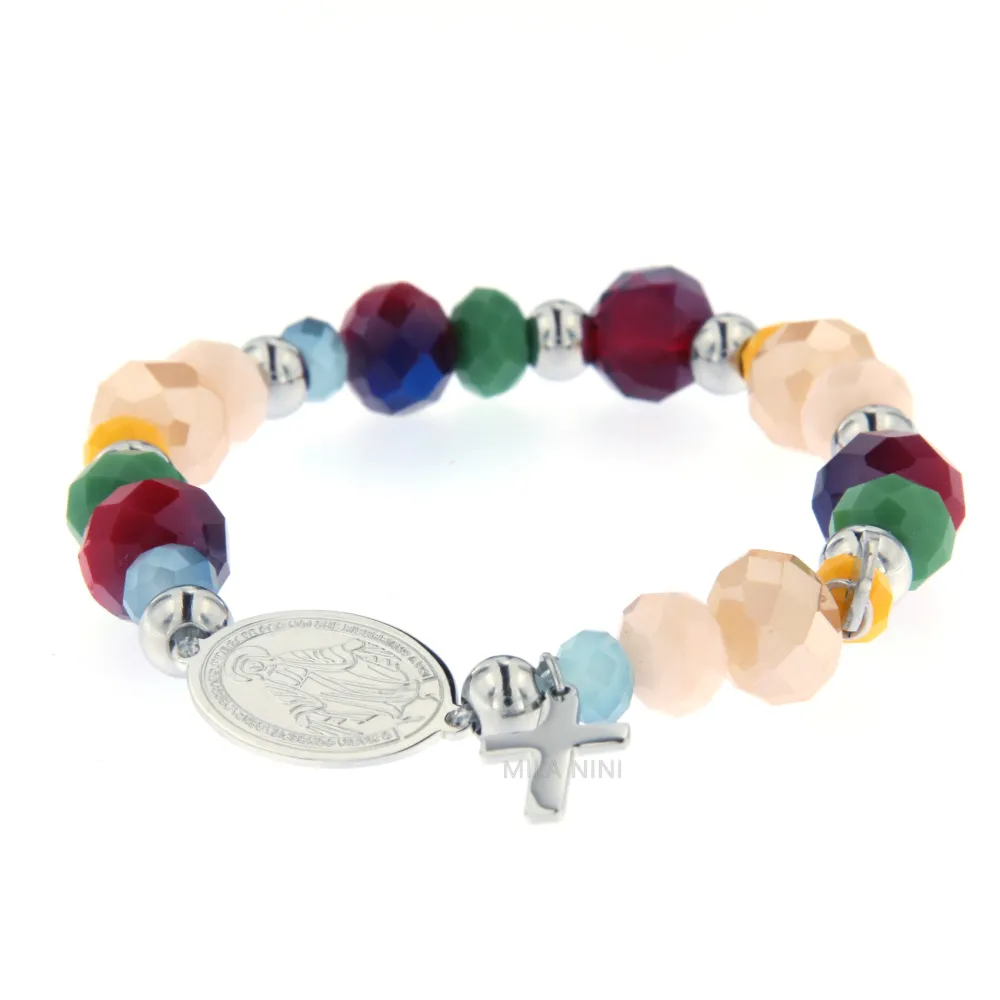 CBAE Madonna - Bracciale Elastico Cristalli Acciaio 1017 - CBAE Madonna - Bracciale Elastico Acciaio 1017