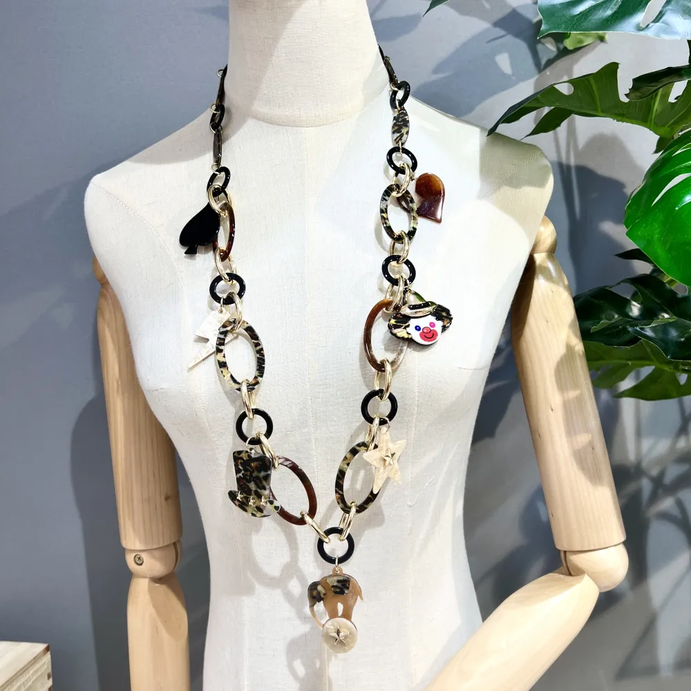 Circo Elefante Clown-Collana Lunga Moda in Resina - CML-16151-A