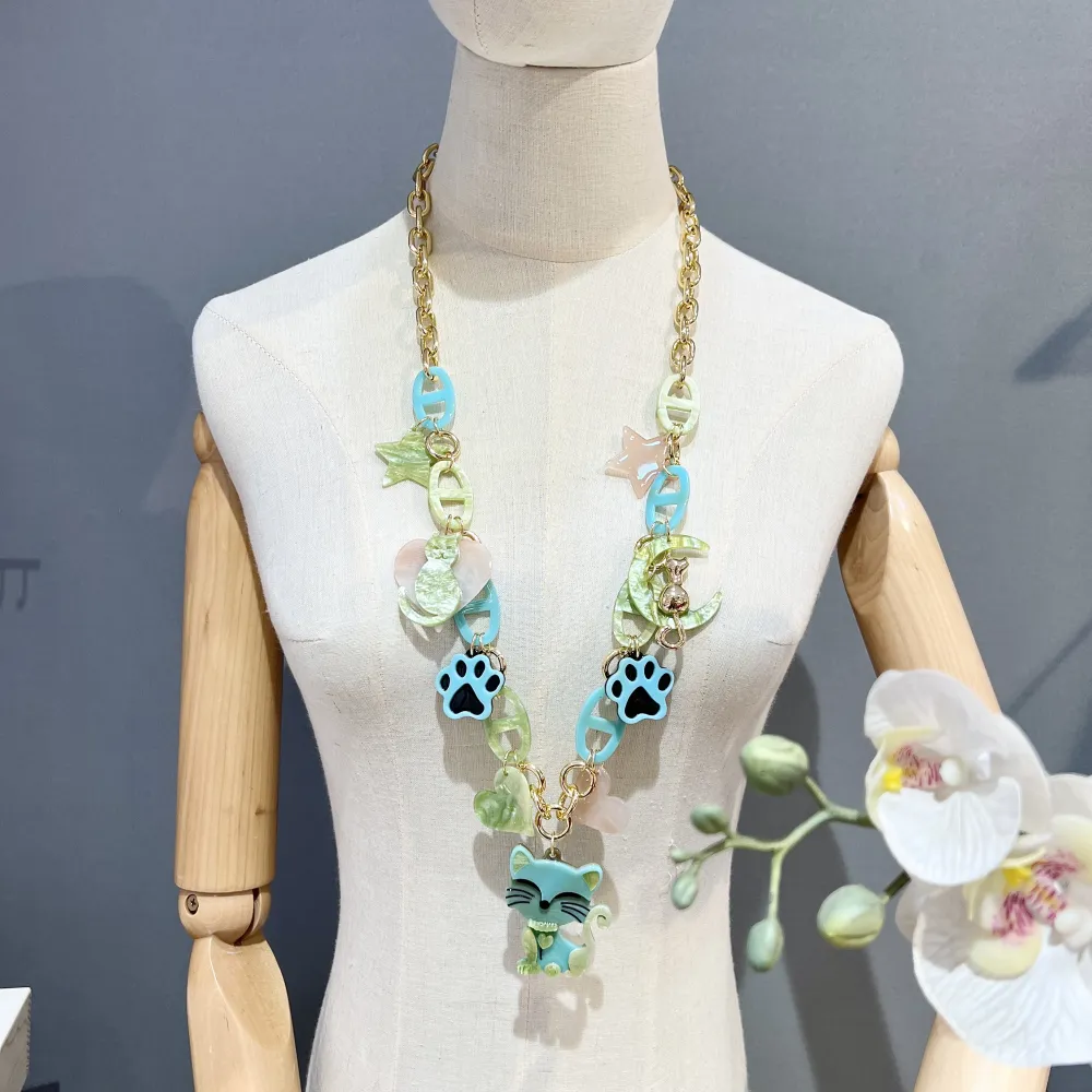 Gatto-Collana Lunga Moda in Resina - CML-YXL13369