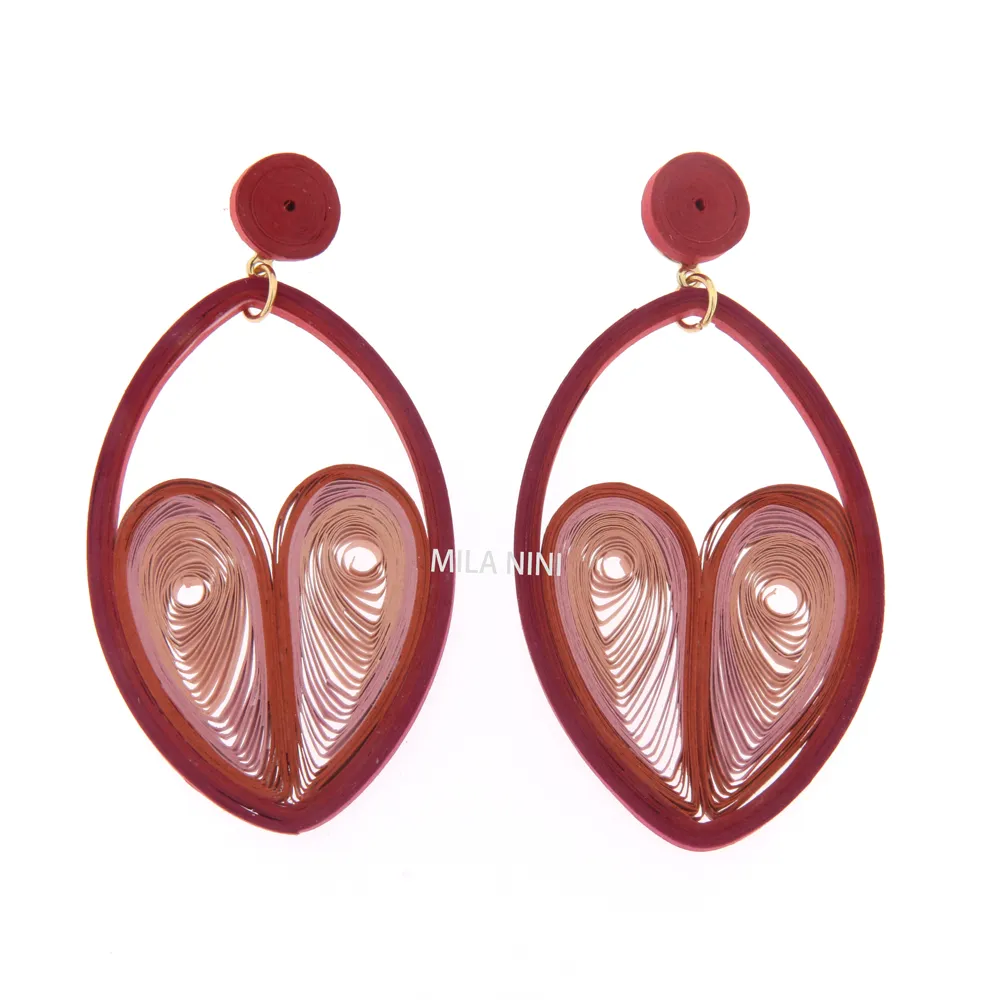 Orecchini handmade in carta - Cuore pendente-Oreccchini carta