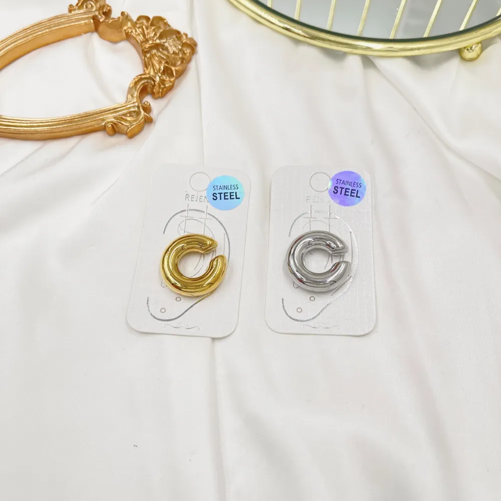 Cerchio Bombato Medio 7x25mm-Earcuff in Acciaio - EAK-103-AA4715E M