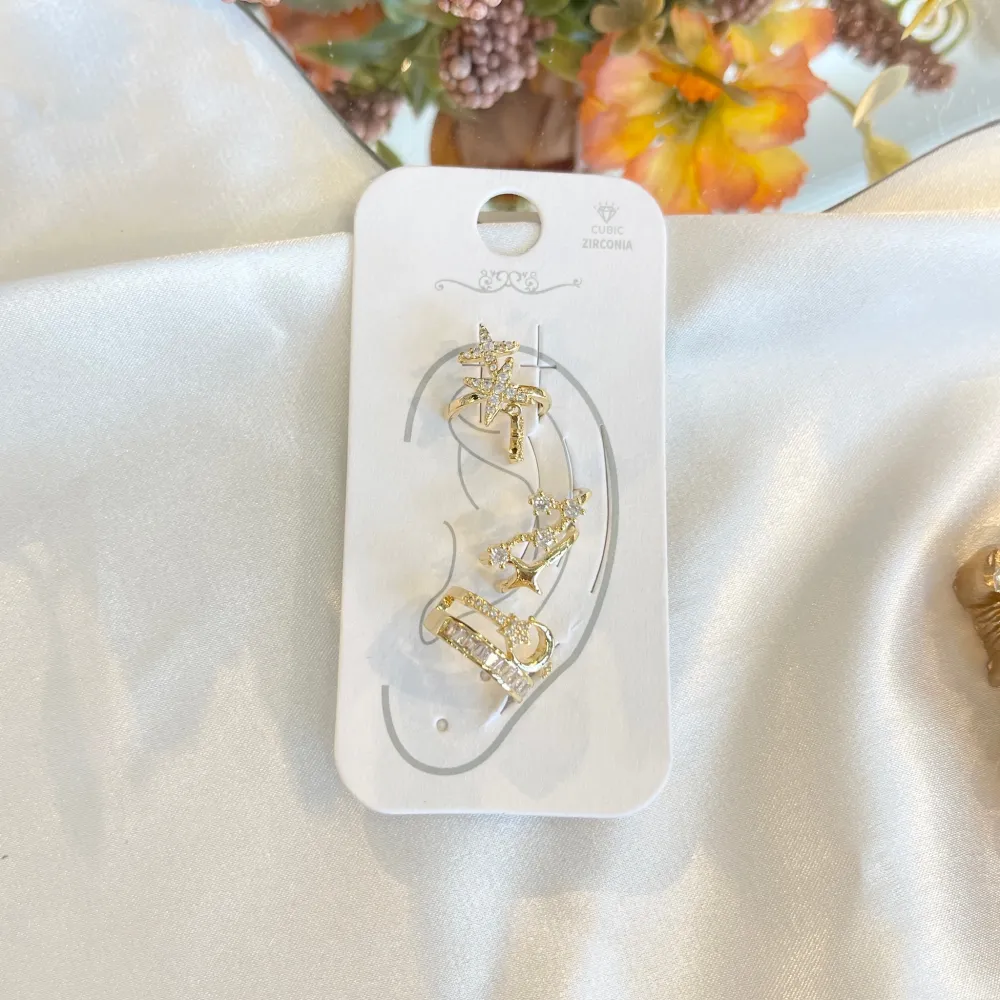 Set 3Pz  -Earcuff con Zirconia - EAK-506-300