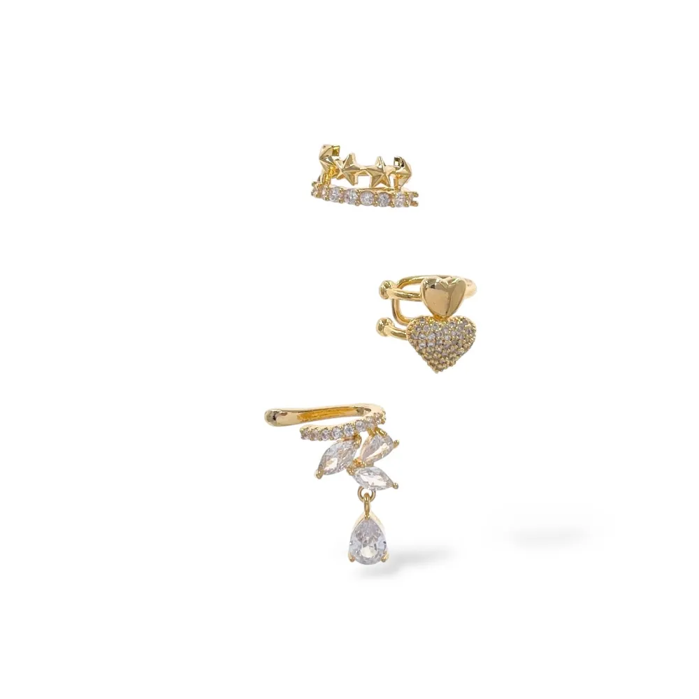 Set 3Pz  -Earcuff con Zirconia - EAK-506-309