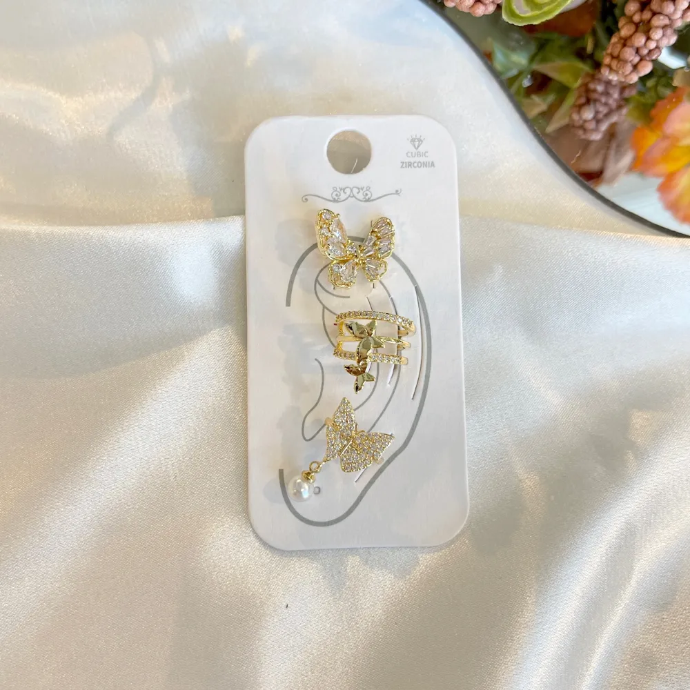 Set 3Pz  -Earcuff con Zirconia - EAK-506-311