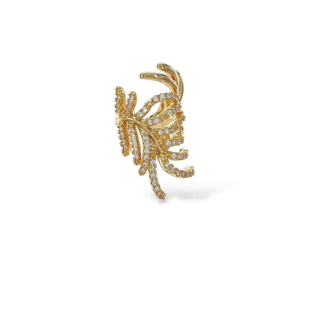 Piuma con Zirconia-Earcuff in Ottone - EAK-506-332