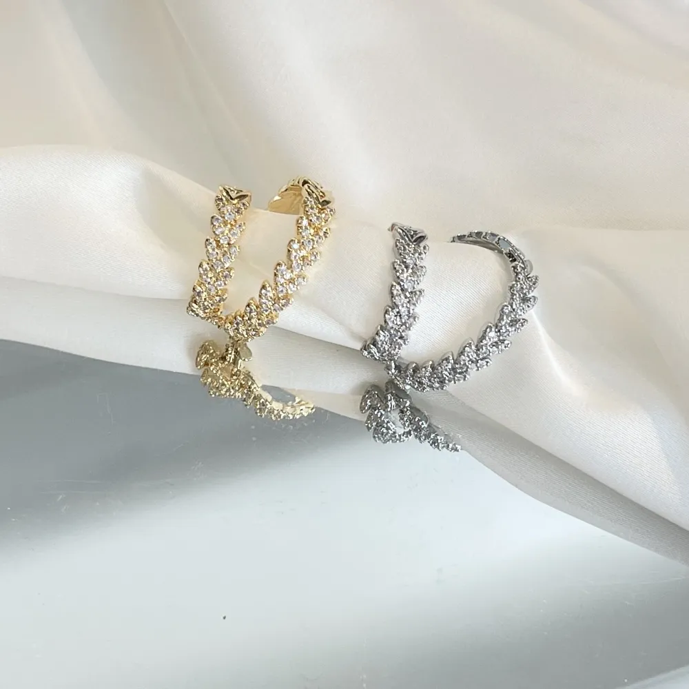 Doppio Cerchio con Zirconia-Earcuff in Ottone - EAK-506-333