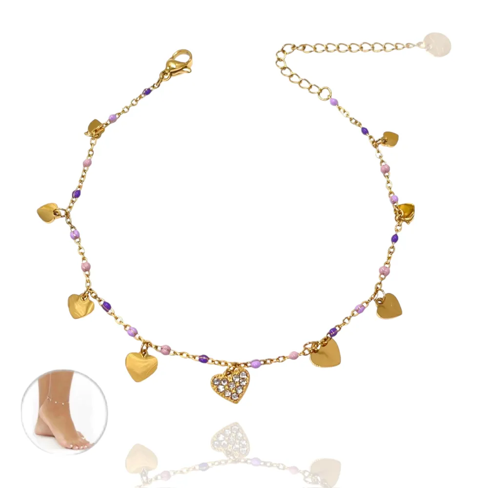 Cuore Smaltato-Cavigliera in Acciaio - KAV-103-AA3439B