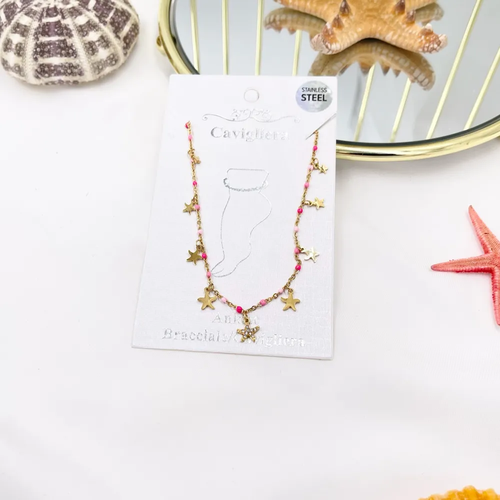 Stella Marina Smaltata-Cavigliera in Acciaio - KAV-103-AA3442B