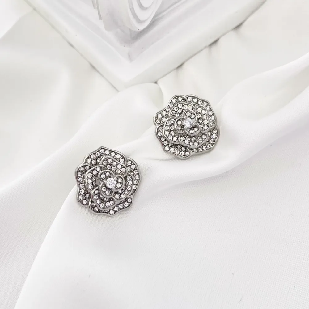 Fiore Rosa-Orecchini a Clip in Acciaio - OAK-103-AA2623E