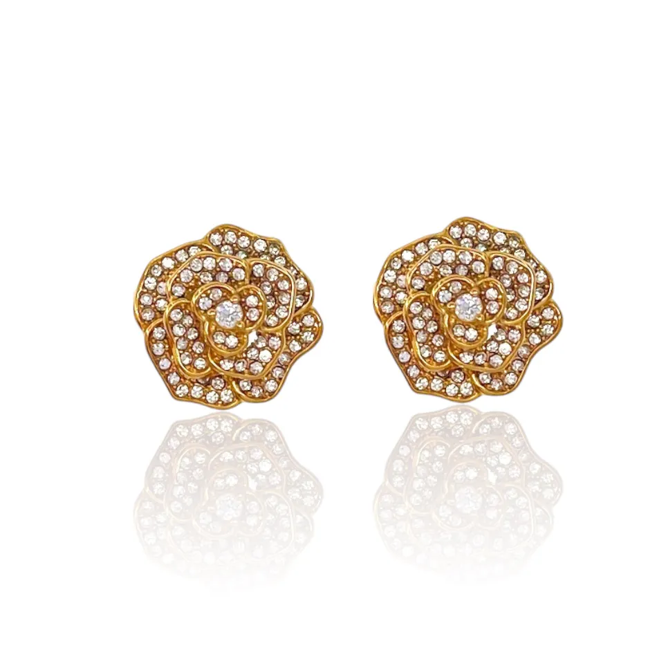 Fiore Rosa-Orecchini a Clip in Acciaio - OAK-103-AA2623E