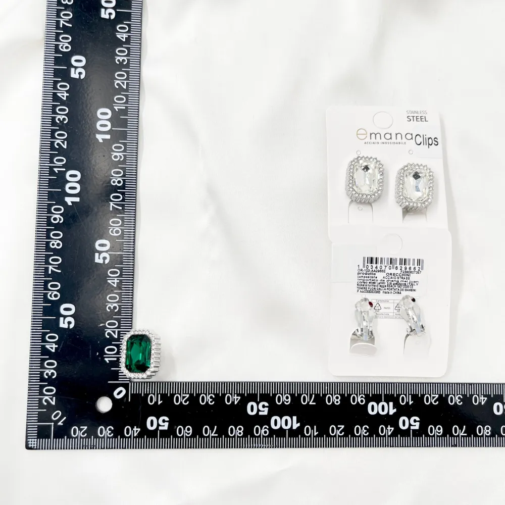 Rettangolare -Orecchini a Clip in Acciaio - OAK-103-AA2966E