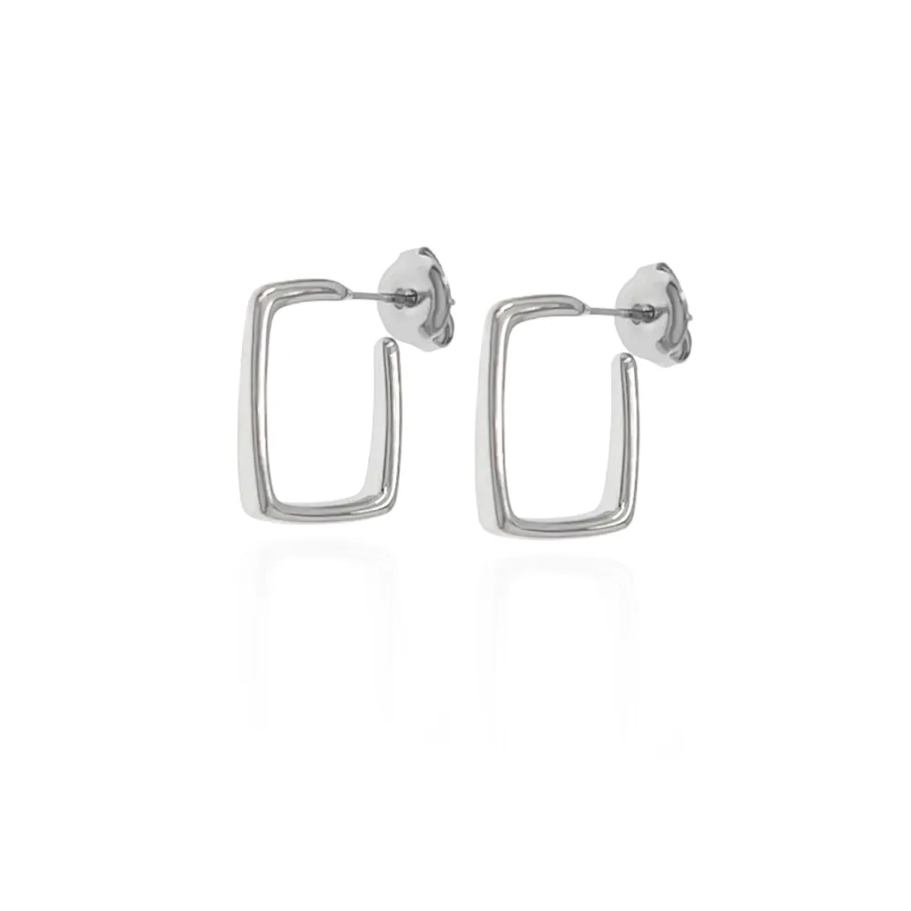 Cerchio Rettangolare-Orecchini in Acciaio - OAP-103-AA1263E