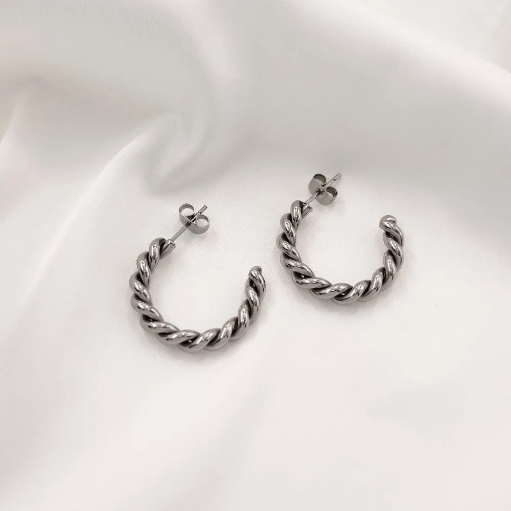 Cerchio Intrecciato -Orecchini in Acciaio - OAP-103-AA190E