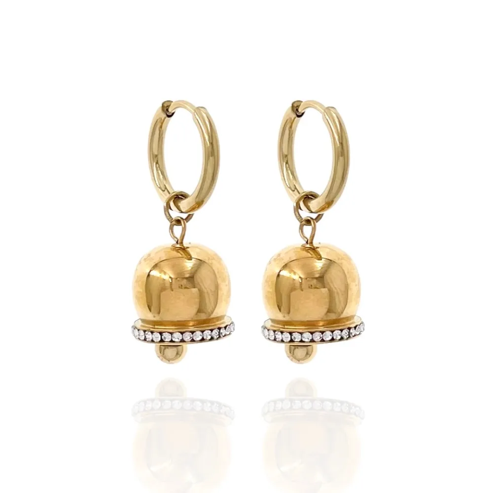 Cerchio con Campanello-Orecchini in Acciaio - OAP-103-AA2356E