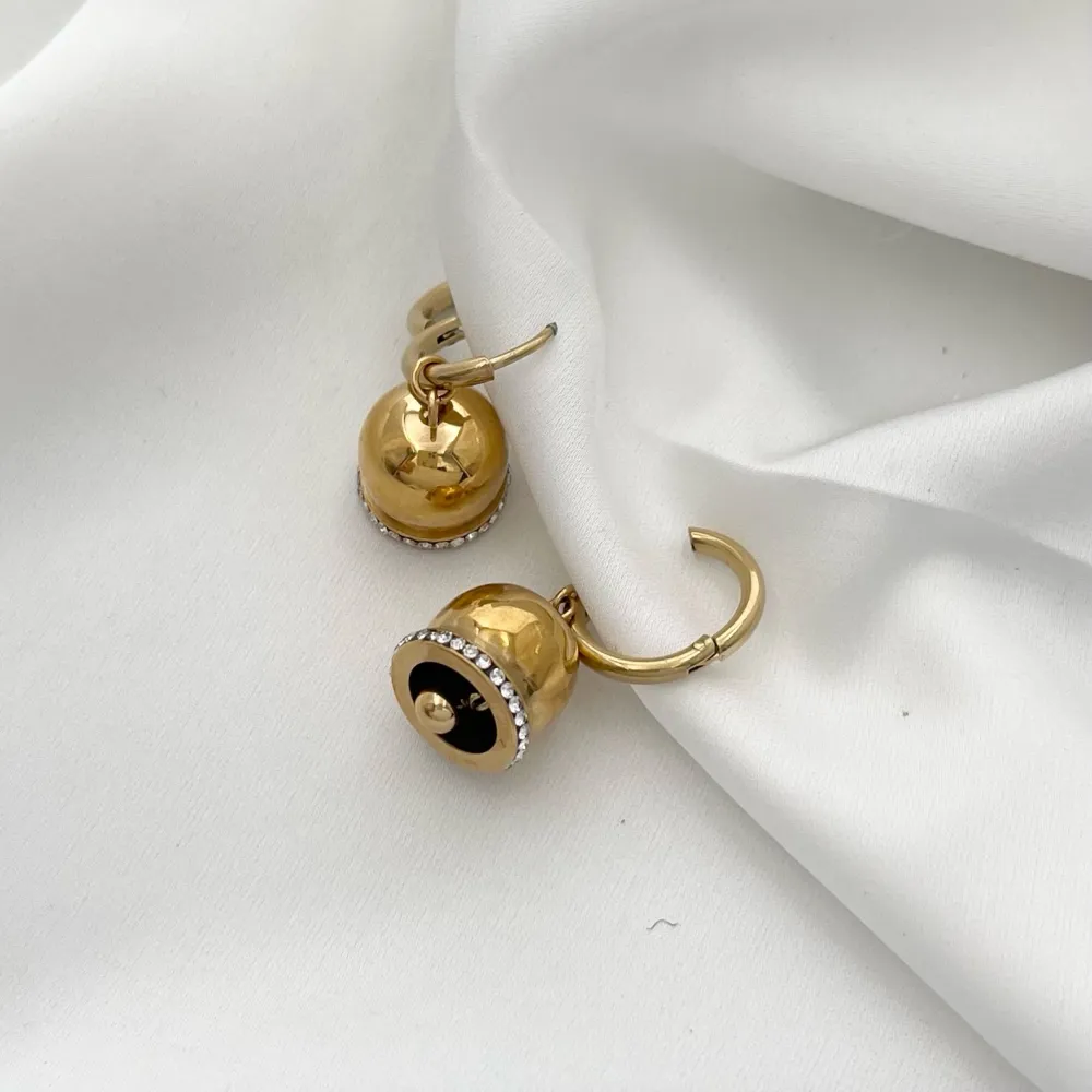 Cerchio con Campanello-Orecchini in Acciaio - OAP-103-AA2356E