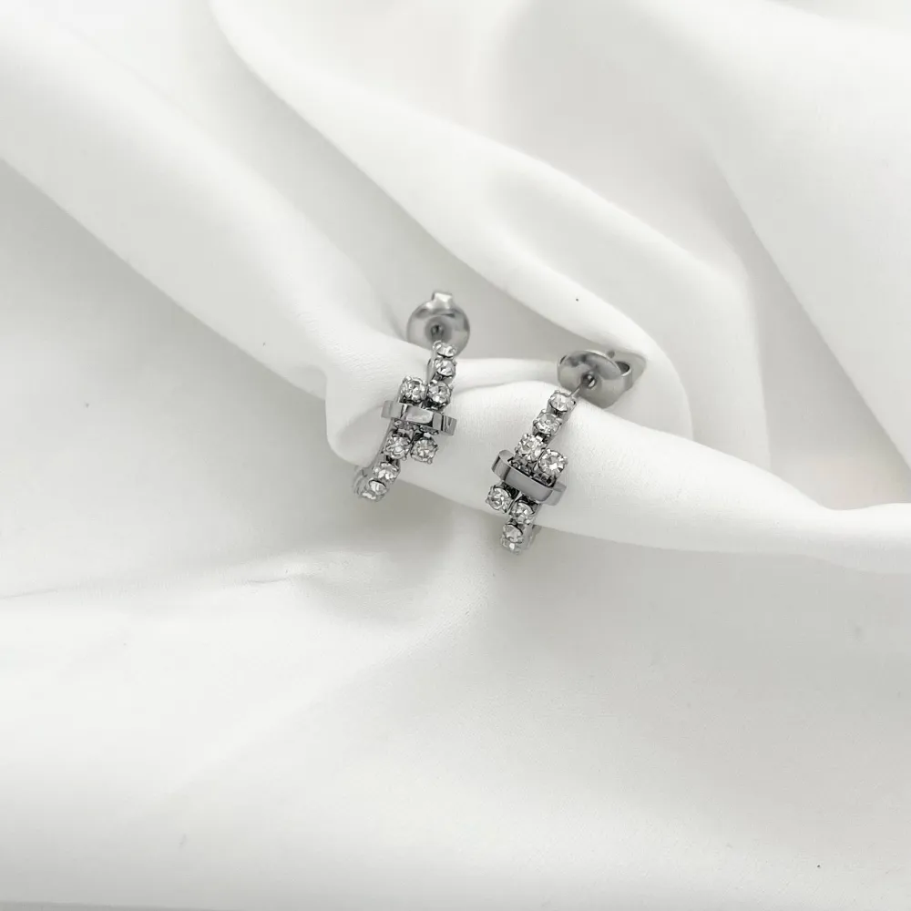 Cerchio con Zirconia-Orecchini in Acciaio - OAP-103-AA2433E