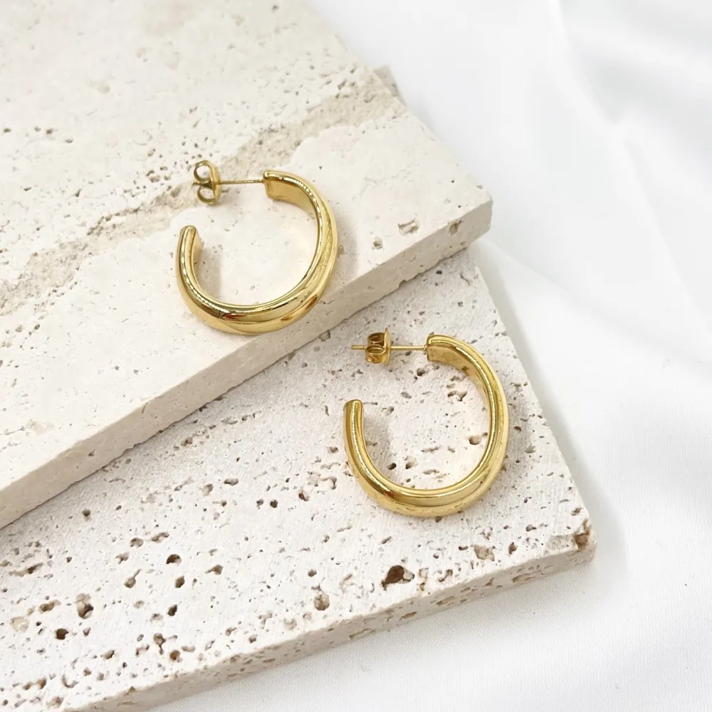 Cerchio Lavorato-Orecchini a Cerchio in Acciaio - OAP-103-AA2681E