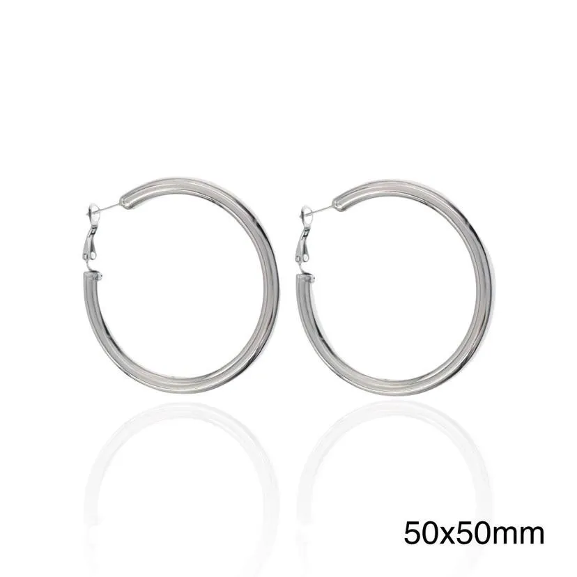 Cerchio Tubo Bombato 5x50mm-Orecchini in Acciaio - OAP-103-AA3682E 5x50mm