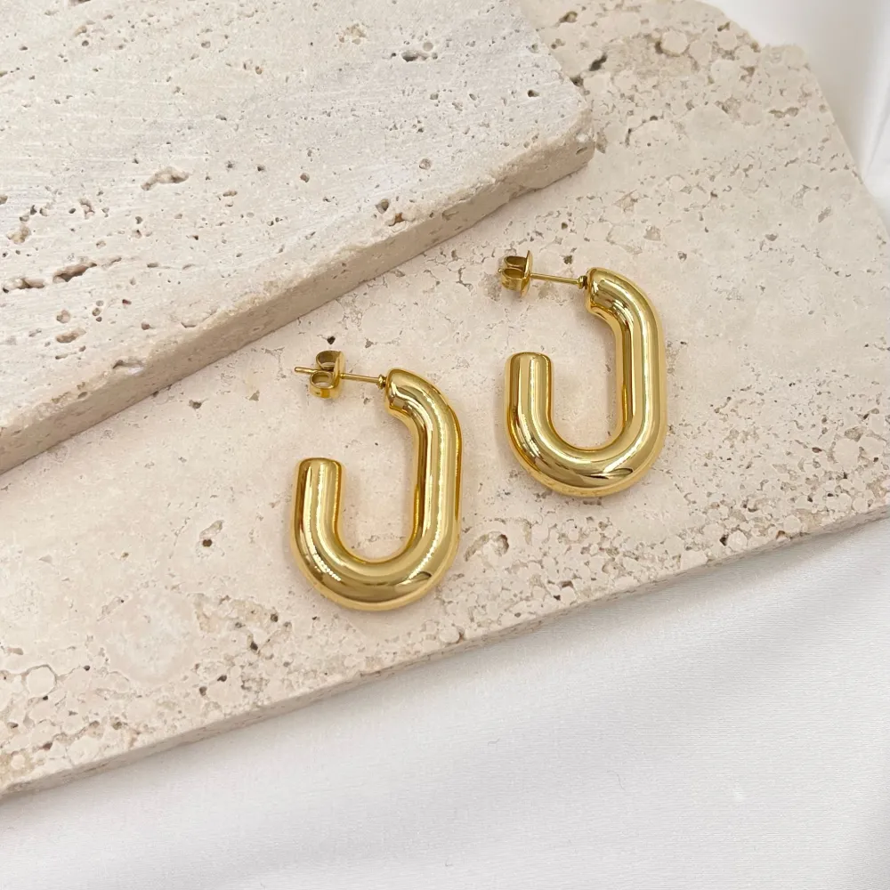 Cerchio Ovale-Orecchini in Acciaio - OAP-103-AA3691E