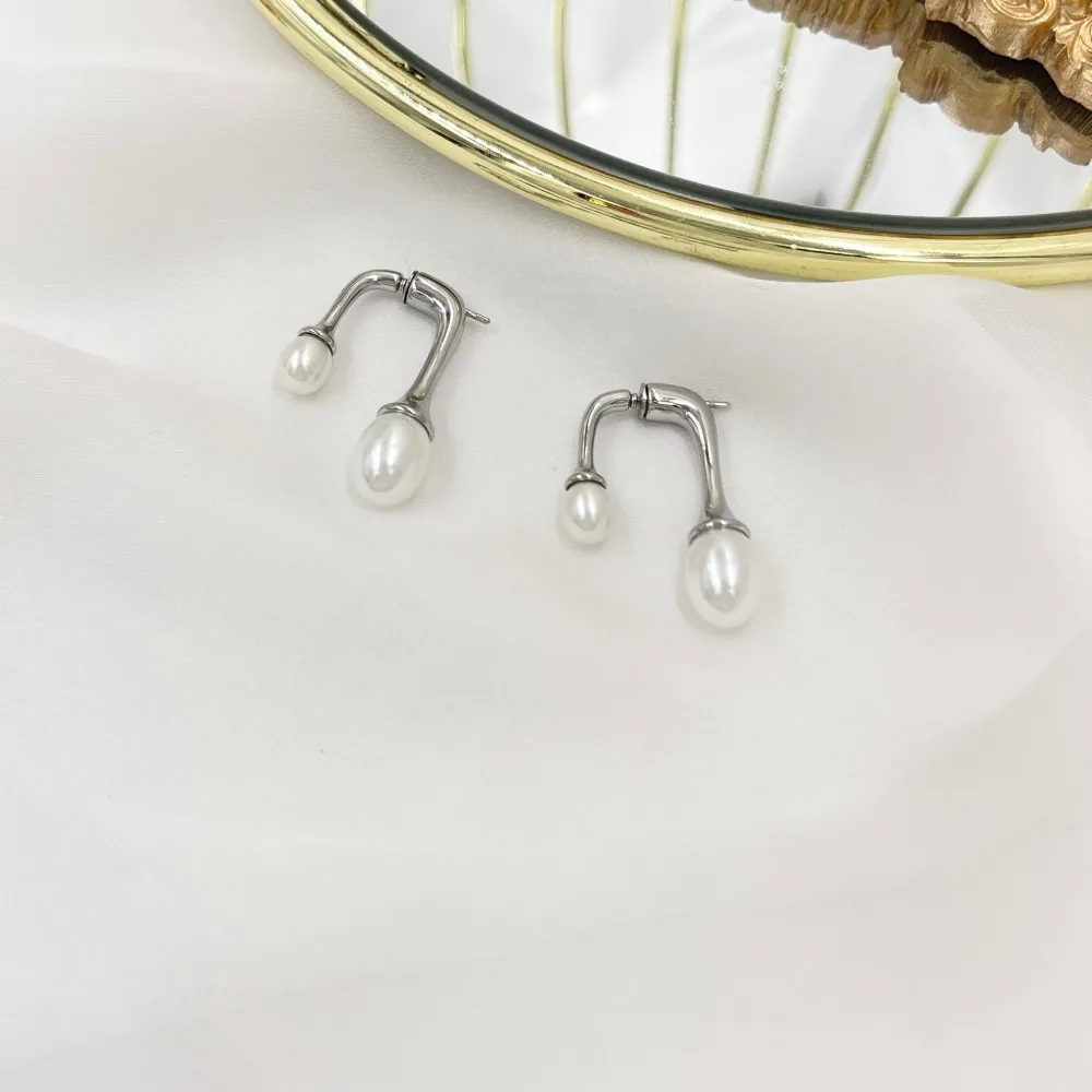 Doppio Perla-Orecchini in Acciaio - OAP-103-AA3752E