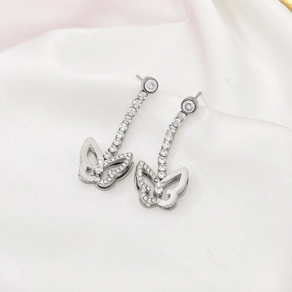 Tennis con Farfalla-Orecchini in Acciaio - OAP-103-AA4203E