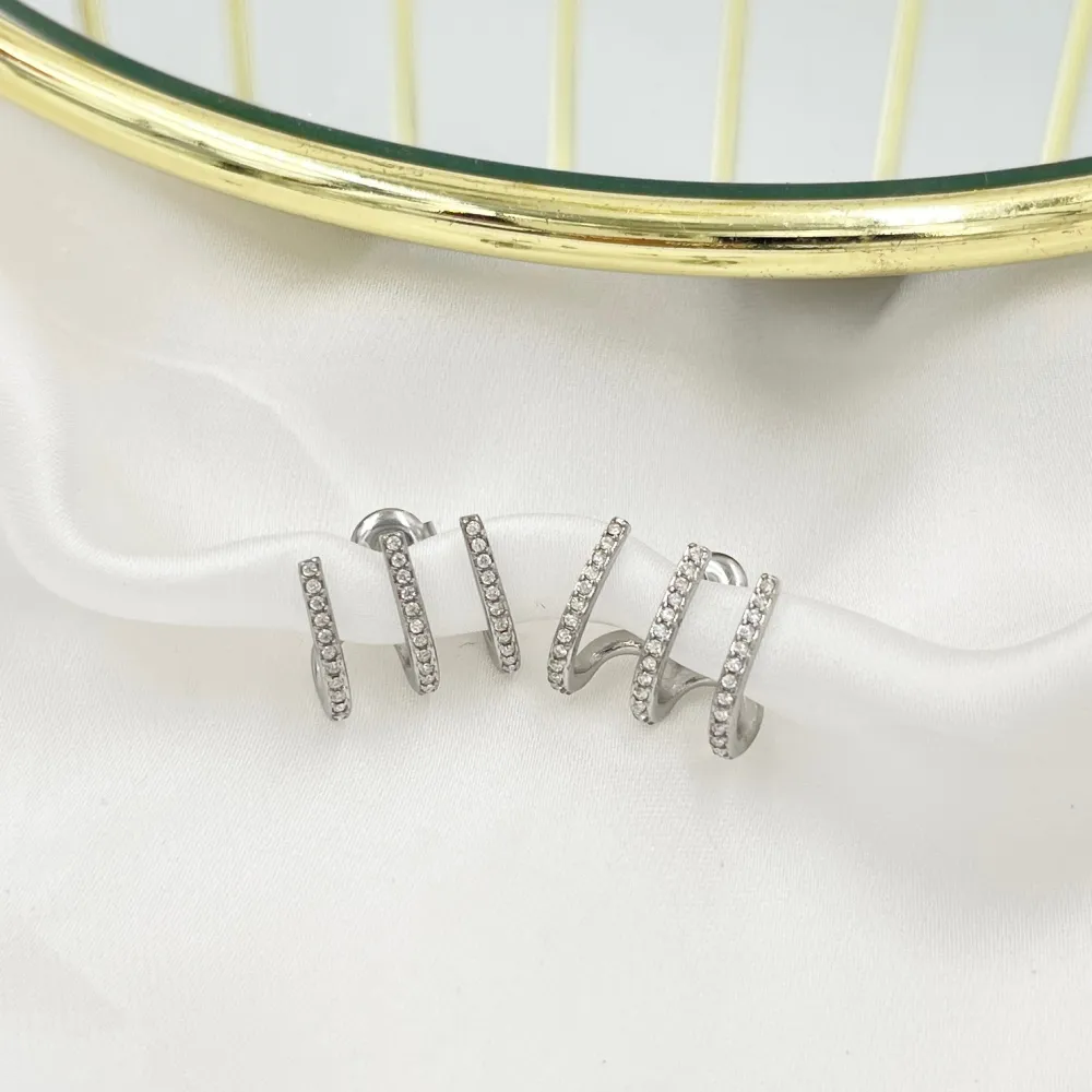 Tre fili -Orecchini in Acciaio - OAP-103-AA4438E