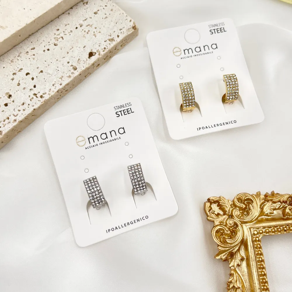 Cerchio con Strass -Orecchini in Acciaio - OAP-103-AA4660E