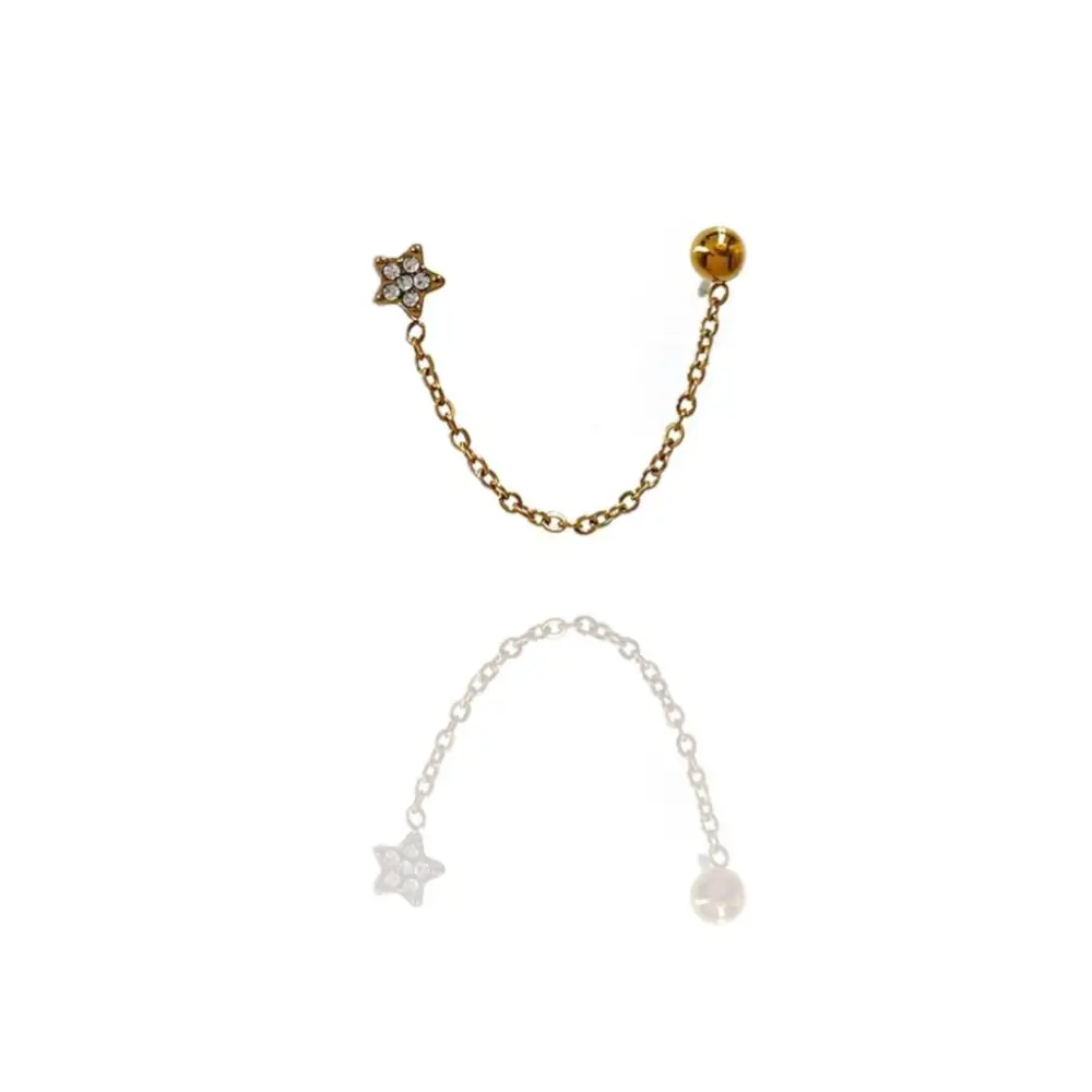 Pallina Catena Stella con Zirconia-Orecchino Mono Saliscendi in - OAP-103-AA807E