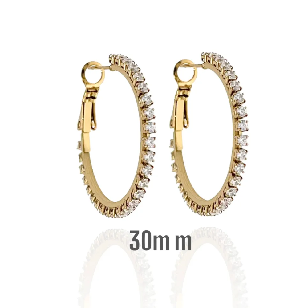 Cerchio 30mm con Zirconia-Orecchini in Acciaio - OAP-413-1075 30mm