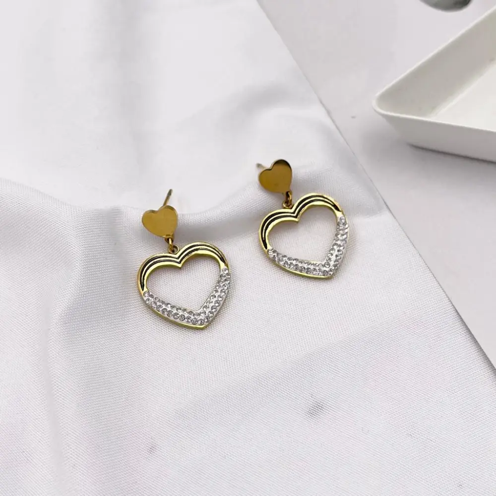 Cuore Pendente-Orecchini in Acciaio - OAP-413-1113