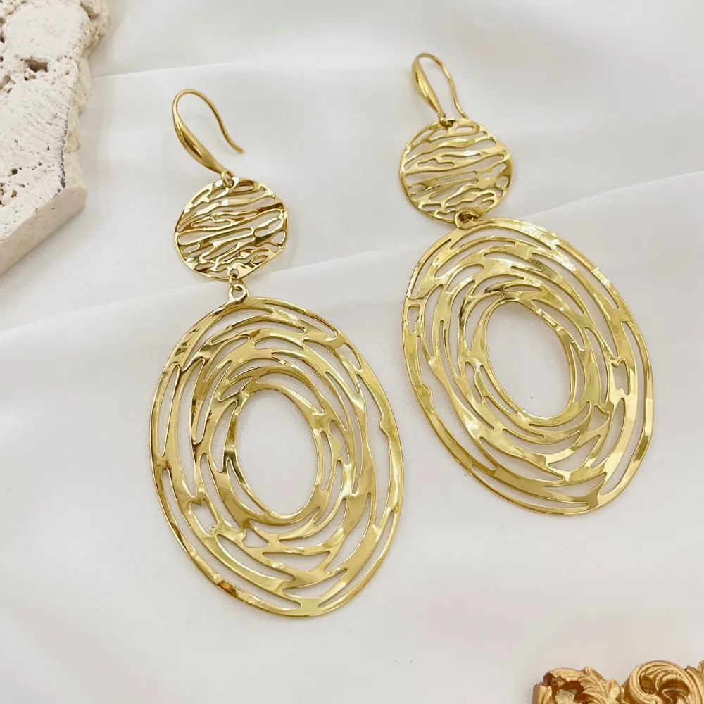 Tondo e Ovale -Orecchini in Acciaio - OAP-413-2416