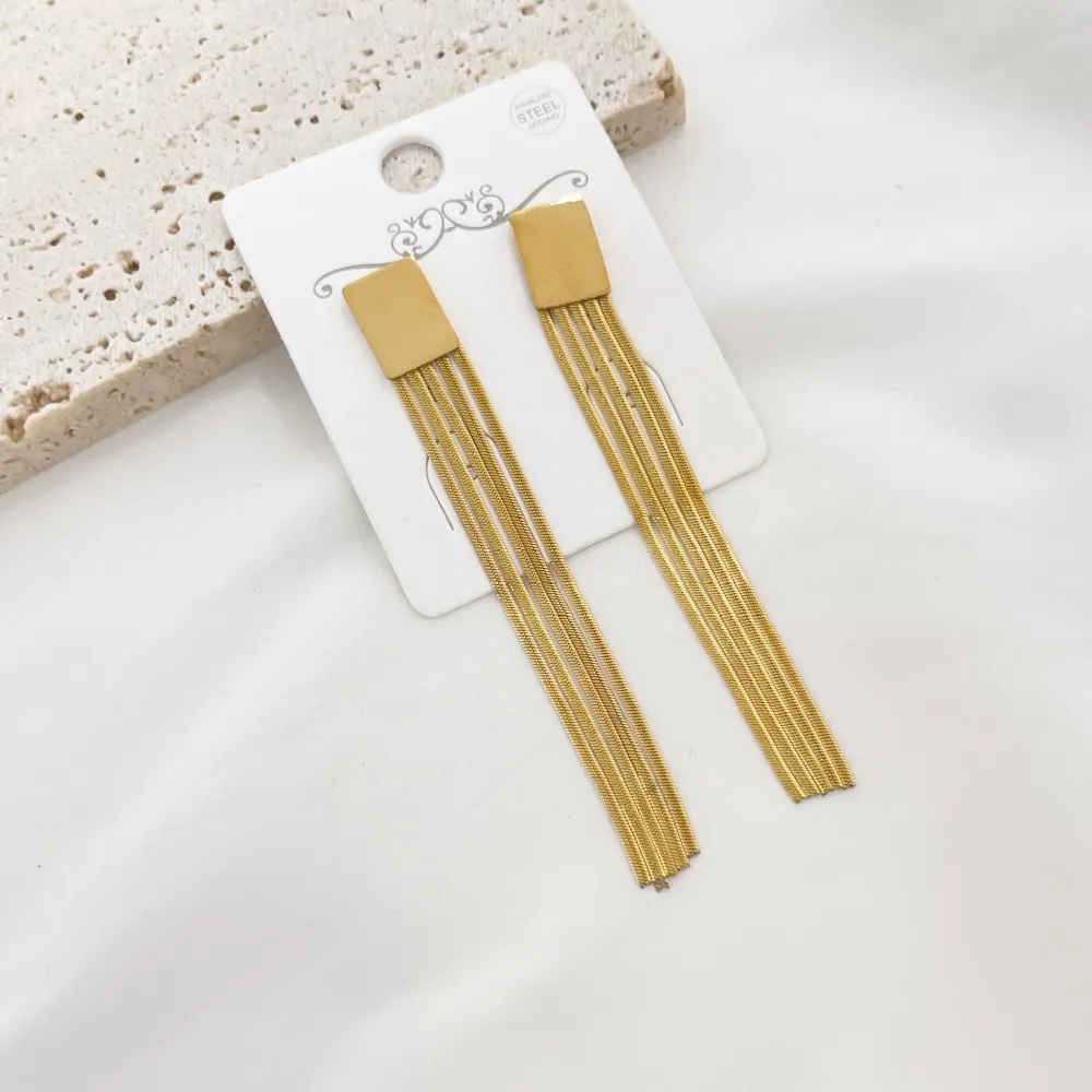 Quadrato con Napine -Orecchini in Acciaio - OAP-413-2488