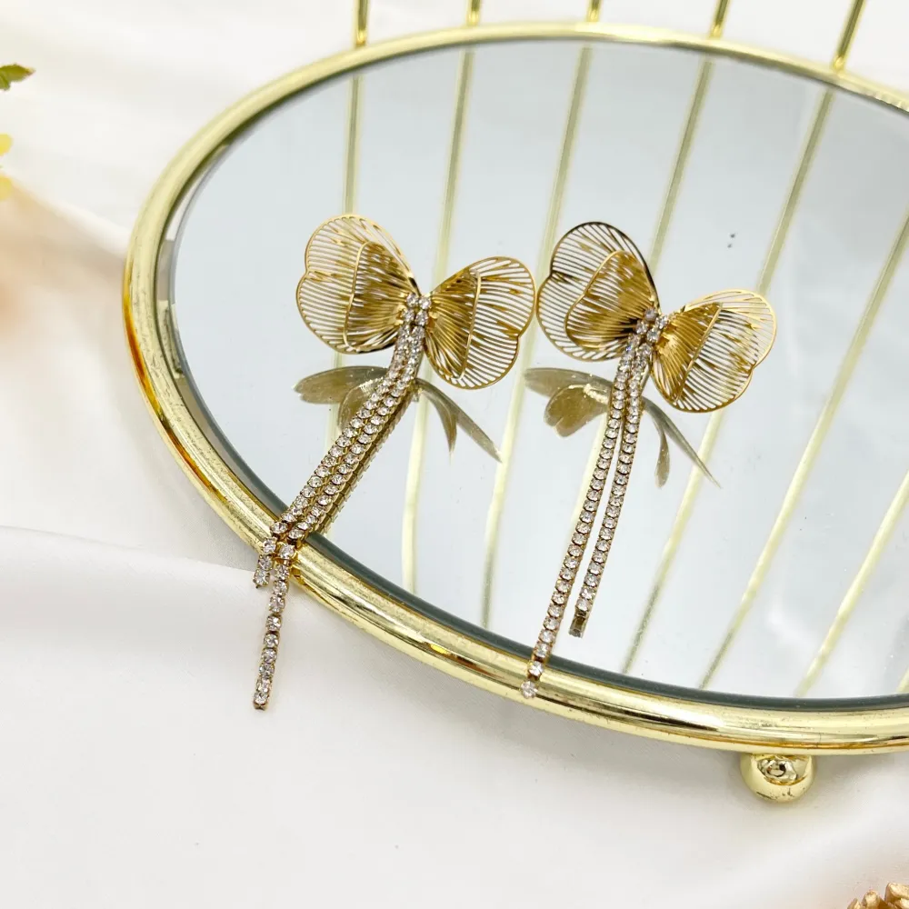 Farfalla con Tennis -Orecchini in Acciaio - OAP-413-2491