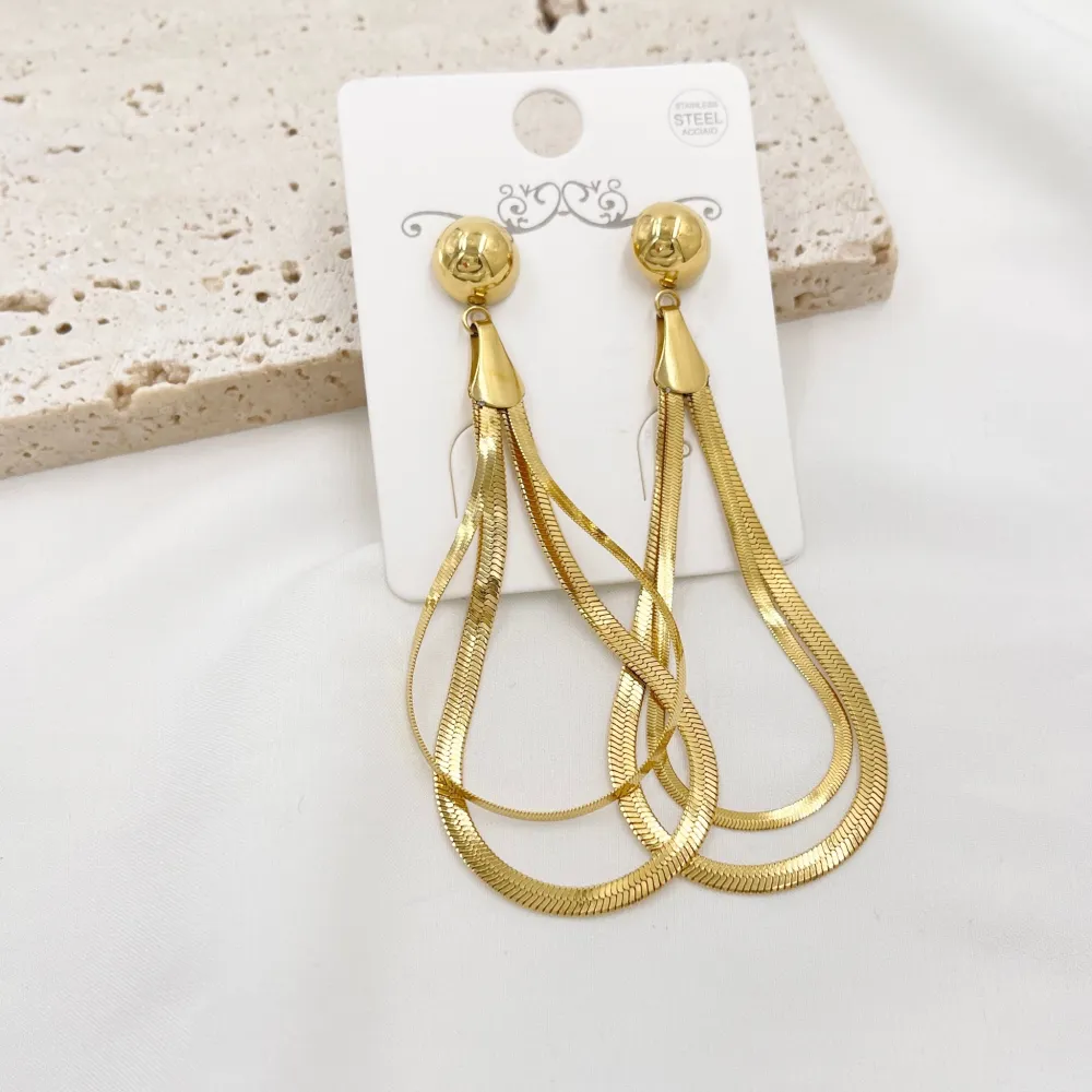 Doppia Goccia-Orecchini in Acciaio - OAP-413-2492