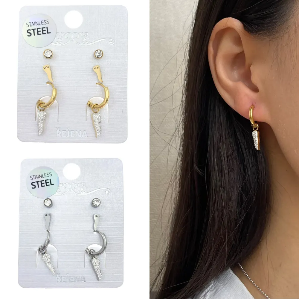 OAP7336-Cornino-Orecchini Tris in Acciaio - OAP-413-656