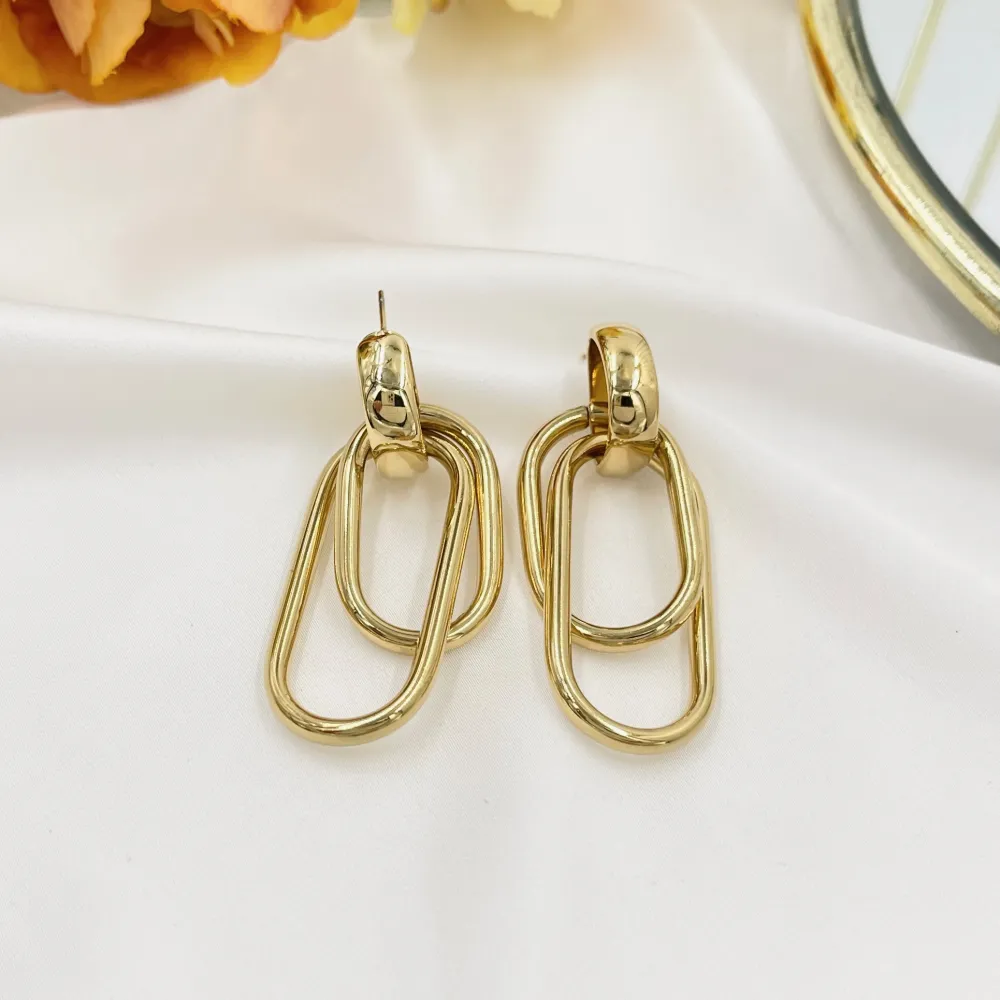 Doppio Ovale -Orecchini in Acciaio - OAP-413-7066