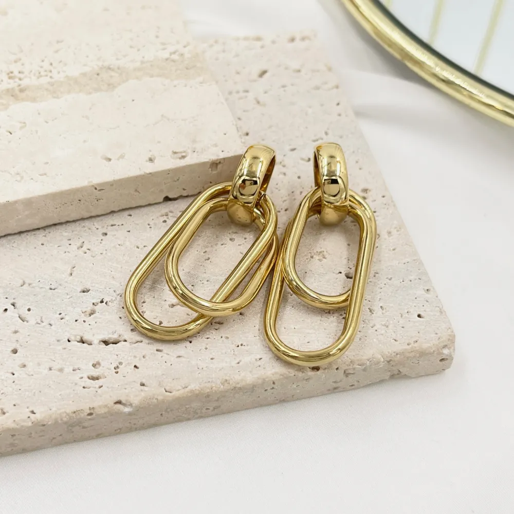 Doppio Ovale -Orecchini in Acciaio - OAP-413-7066