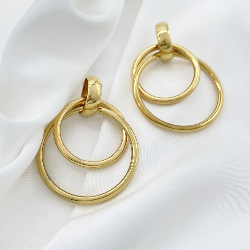 Doppio Cerchio  -Orecchini in Acciaio - OAP-413-7067