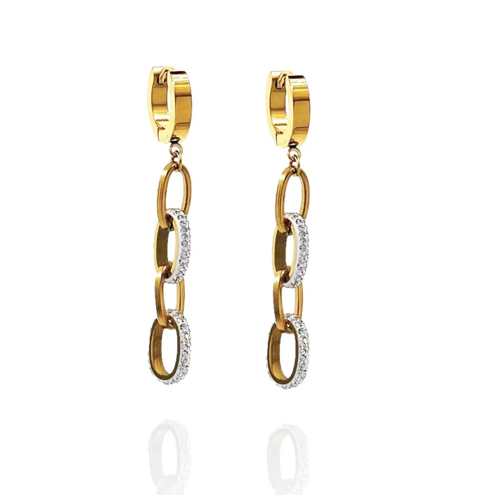 Catena con Strass -Orecchini in Acciaio - OAP-413-925