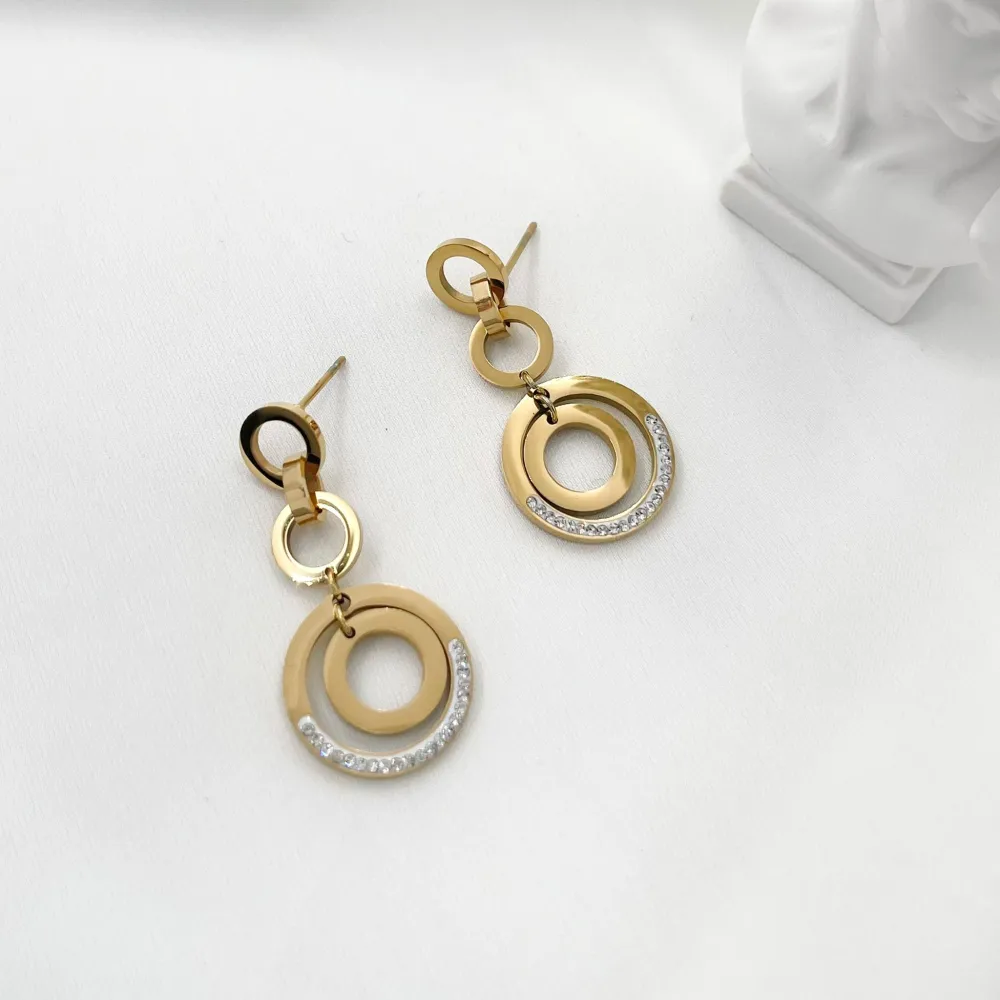 Doppio Cerchio -Orecchini in Acciaio - OAP-413-928