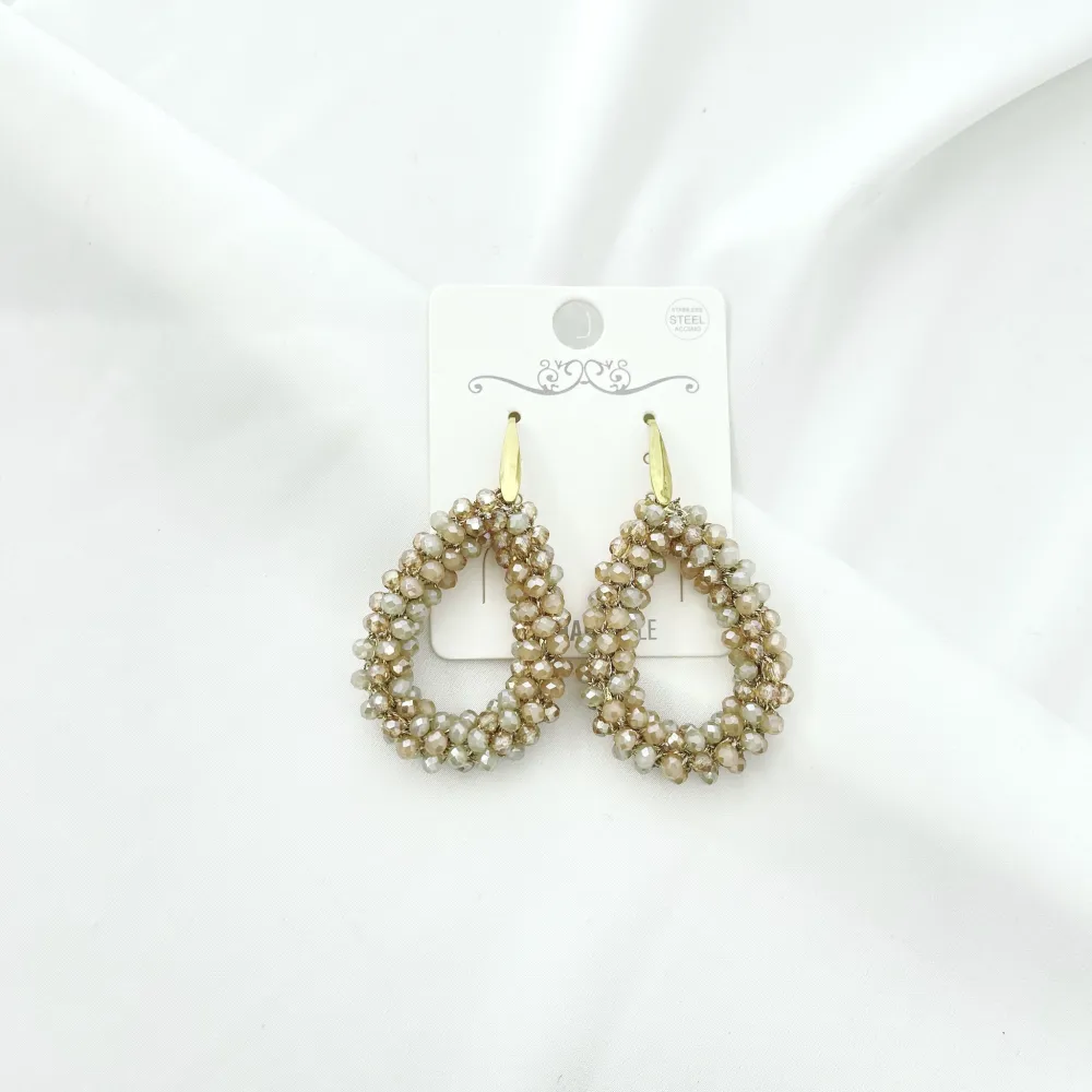 Goccia con Cristalli Colorati-Orecchini in Acciaio - OAP-428-13