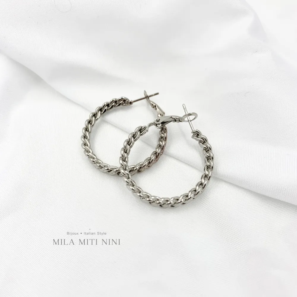 Groumette 30mm-Orecchini a Cerchio in Acciaio - OAP-445-030