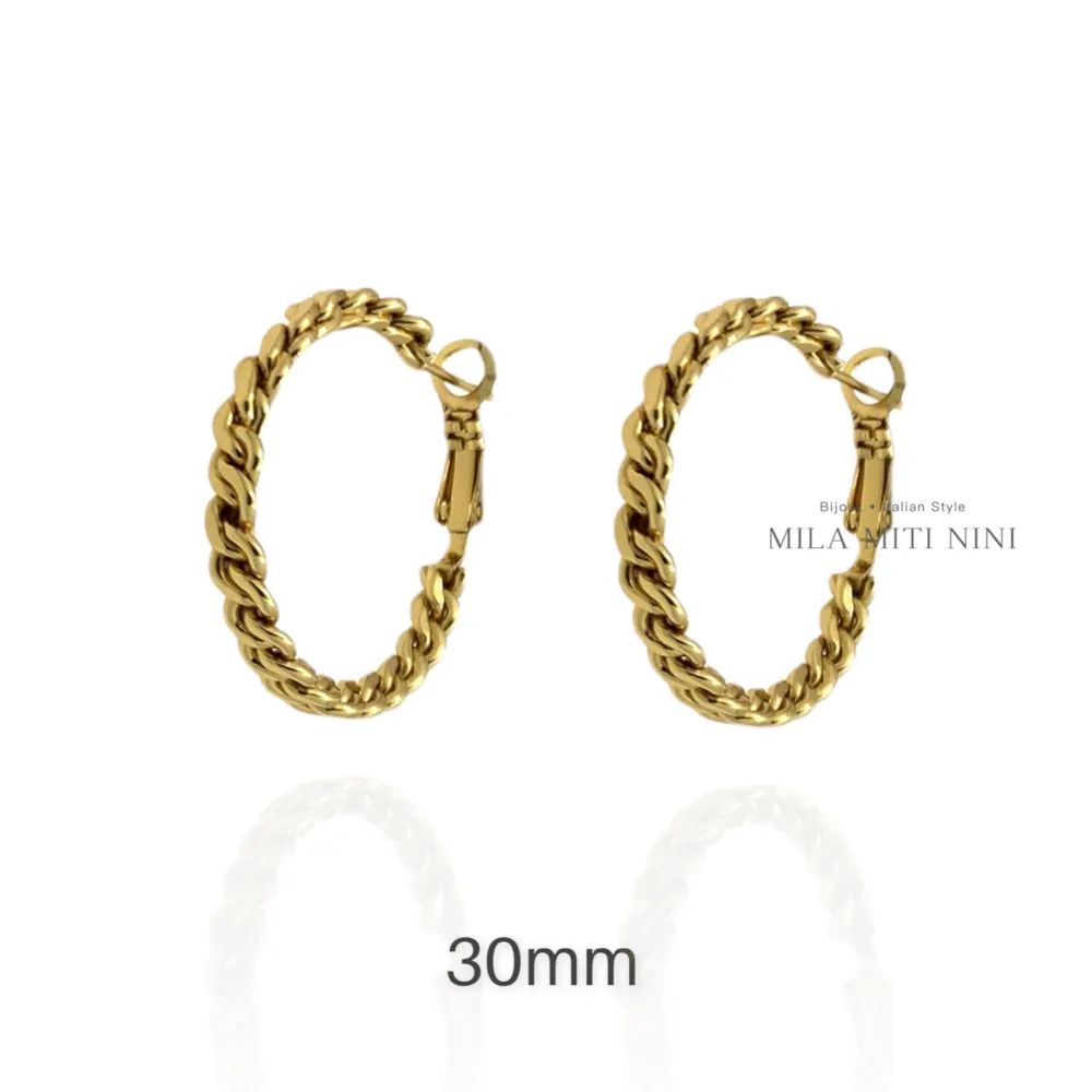 Groumette 30mm-Orecchini a Cerchio in Acciaio - OAP-445-030