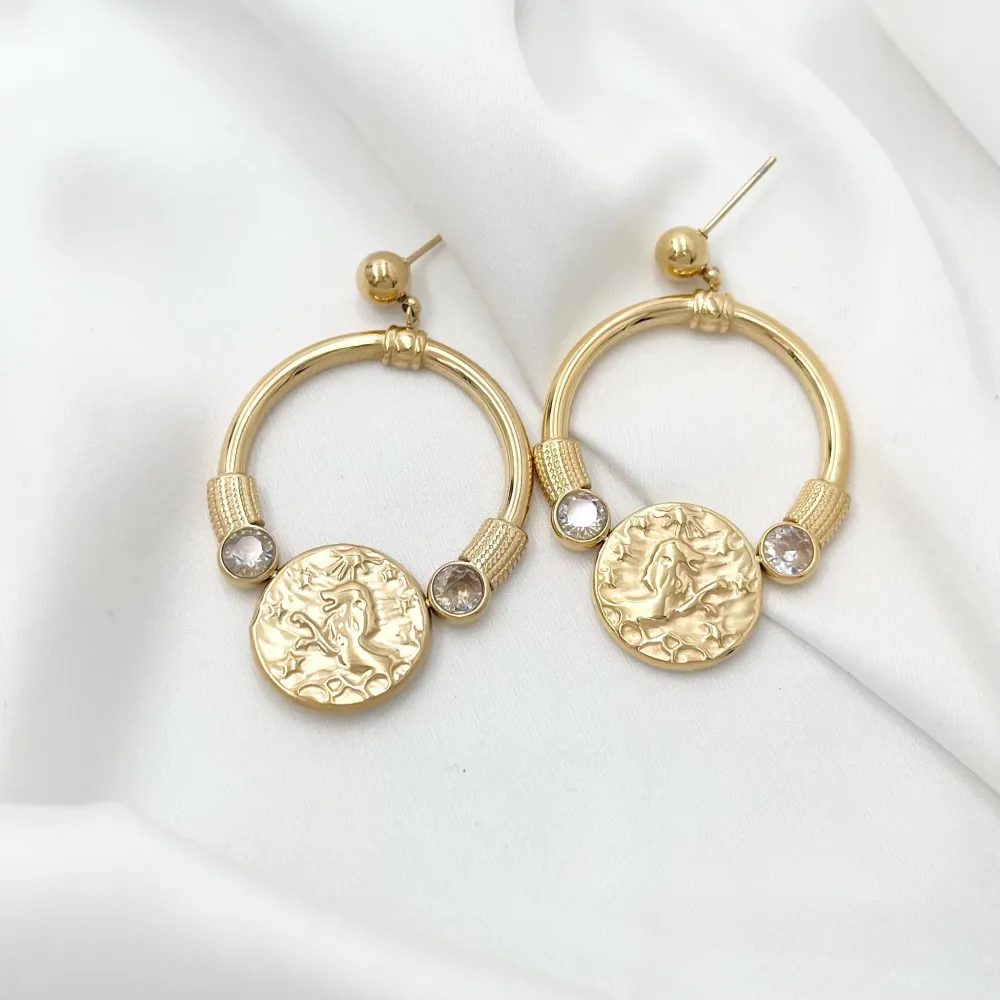 Cerchio con Tondo-Orecchini in Acciaio - OAP-729-34