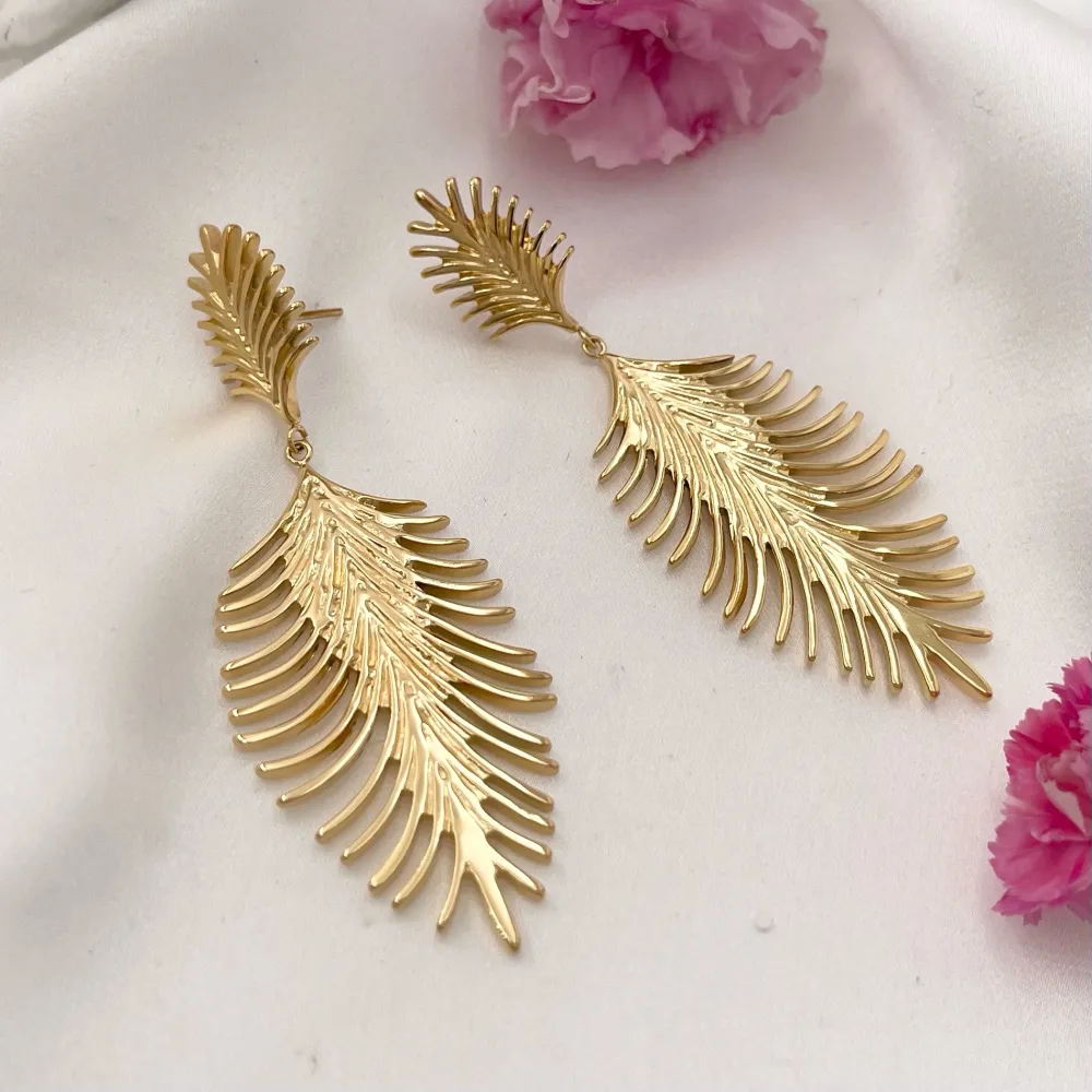 Foglia-Orecchini in Acciaio - OAP-729-36