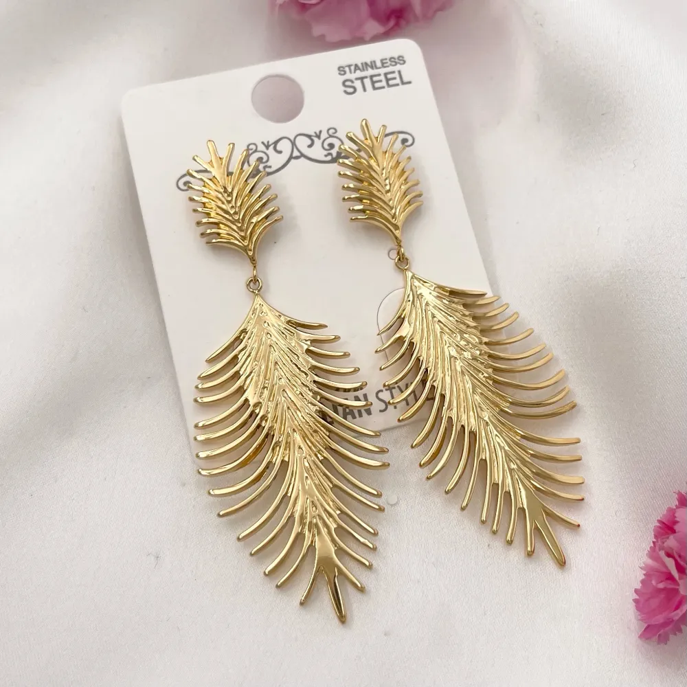 Foglia-Orecchini in Acciaio - OAP-729-36