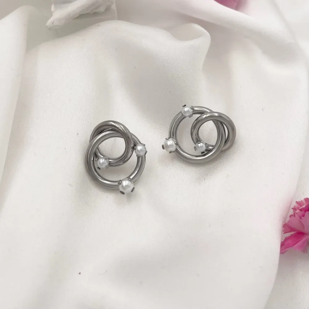 Cerchio con Perla-Orecchini in Acciaio - OAP-729-40