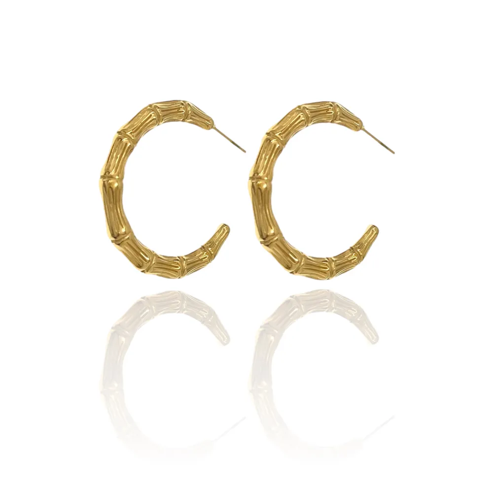 Cerchio Lavorato 35mm-Orecchini in Acciaio - OAP-732-92 35mm