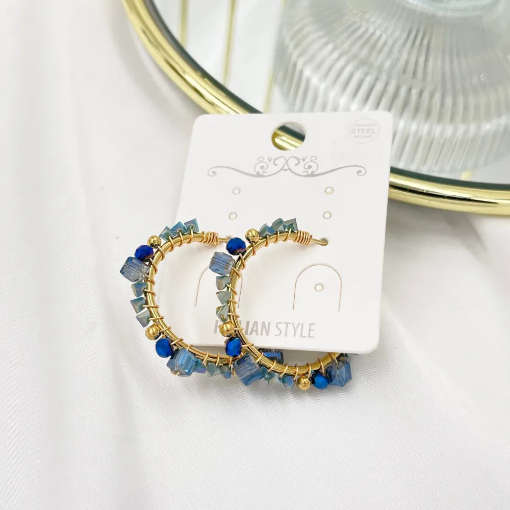 Cerchio con Cristalli-Orecchini in Acciaio - OAP-735-34