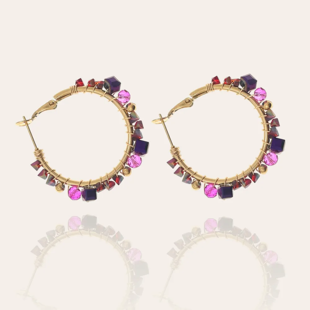 Cerchio con Cristalli-Orecchini in Acciaio - OAP-735-34